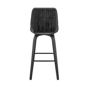 Taburete giratorio Renee de 26 pulgadas en piel sintética gris y madera negra, muebles duraderos y elegantes - Product Image 6