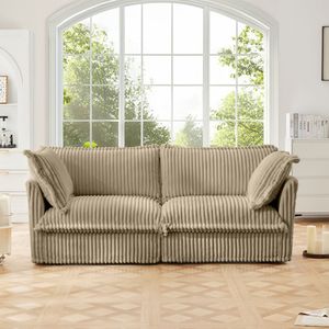 Divano Moderno a 2 Posti con Rivestimento in Velluto a Coste, Seduta Profonda, Cuscini Imbottiti per Soggiorno - Product Image 2