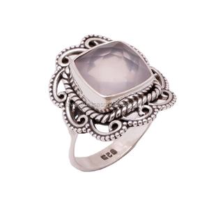 Bagues en argent sterling 925 faites à la main avec pierres précieuses classiques Quartz rose naturel Fête de mariage en vrac Collection du fabricant en gros - Product Image 1