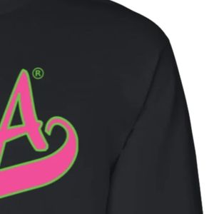 <b>Black</b> <b>Long</b> <b>Sleeve</b> Graphic Sweatshirt Crew Neck Pullover Casual Women's Sportswear <b>Top</b> Ribbed Cuffs Printed Logo Fashion Apparel - Product Image 2