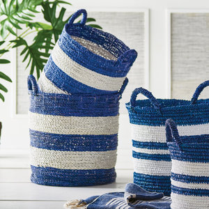 Panier tissé de stockage décoratif en jonc de mer naturel accessoire décoratif pour la maison - Product Image 1