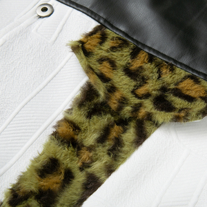 Men's PU Leather Jacket Leopard Print <b>Stitching</b> Customized Design Party <b>Coat</b> Letter Pattern Wholesale Price Shearing Processing - Product Image 5
