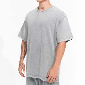 Premium Quality 100% Cotton Knitted Lightweight Short Sleeve Oversized T-<b>Shirt</b> for Men Solid Color Custom Logo Front Sun Faded - Product Image 4