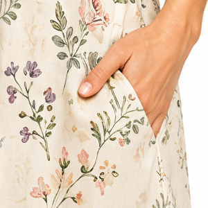 Robe longue à imprimé floral pour femme, manches courtes, boutonnée sur le devant, coupe ample, décontractée, été, avec poches, ourlet droit, soirée club - Product Image 4