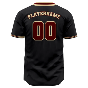 Black Baseball Jersey <b>Short</b> <b>Sleeve</b> <b>Button</b> <b>Up</b> Custom Team Uniform Breathable Polyester Athletic Sports Shirt - Product Image 3