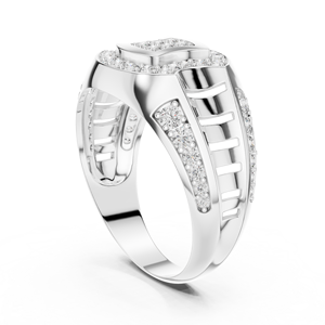 FORTUNA HALO LAB GROWN DIAMOND <b>MEN'S</b> <b>RING</b> <b>SET</b> IN 18KT WHITE GOLD MINIMALIST DIAMOND FOR LUXURY WEDDING ENGAGEMENT PARTY DAILY - Product Image 3