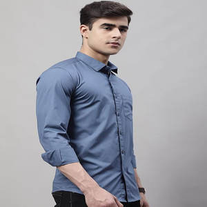 Camisas informales ajustadas de algodón 100% Premium para hombre, cuello extendido transpirable para vacaciones y mangas completas antiarrugas para adolescentes - Product Image 2
