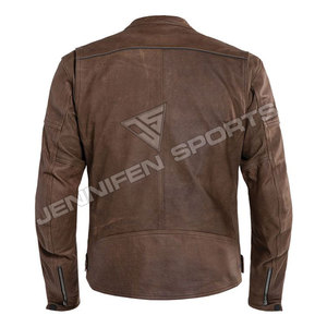 Chaqueta de Motociclista Personalizada para Hombre, de Piel de Cabra de Primera Calidad, Totalmente Curtida Vegetalmente, con Cuello Camisero y Cierre de Cremallera - Product Image 4