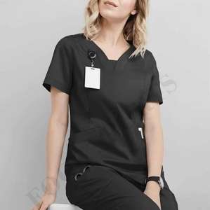 Mujeres Plain Scrub Tops Básicos Ropa DE TRABAJO Profesionales Cuello en V Scrub To - Product Image 5