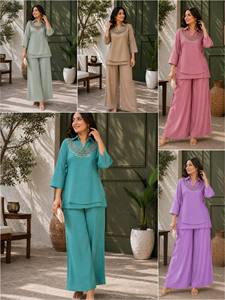 Women Traditional Rayon Palazzo Suit Set Loose Fit Floor Length Casual Wear India Pakistan Style Multi Color Options - Product Image 6