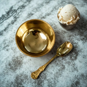 Bol à glace élégant en laiton avec cuillères assorties, design glamour empilable, bol à glace en laiton - Product Image 5