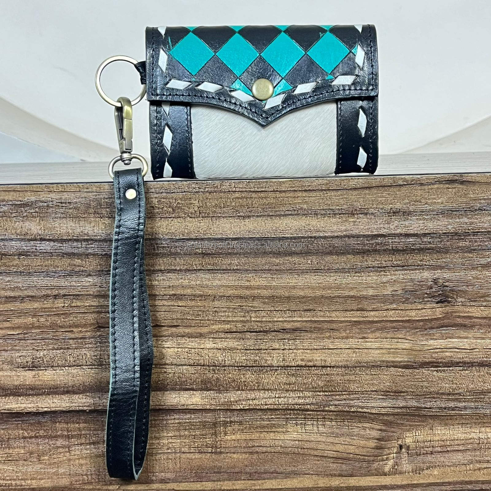 Turquoise & Black Checkered