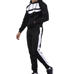 Conjunto Deportivo Informal para Hombre, Sudadera con Capucha y Pantalones Deportivos en Color Negro, con Bloques de Color, Logotipo Personalizado, Dos Piezas, Ropa Urbana - Product Image 5