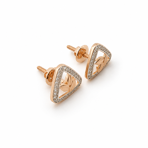 18K Solid Gold Diamond Triangle Stud Earrings for Women High Polish Geometric Daily Wear Party Wedding Jewelry Gift - Product Image 3