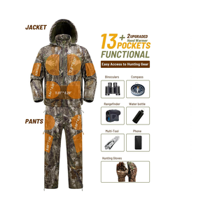 Men's Camouflage Hunting Suit And Pants Set With Hood Waterproof Breathable Outdoor Wear Full Sleeve - Product Image 5
