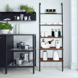 Libreria a scala aperta a 5 livelli industriale 23.6 \ "L X 11.8 \" W X 70.9 \ "H libreria a parete con struttura in metallo - Product Image 1
