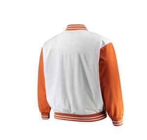 <b>Men's</b> <b>White</b> Orange Varsity <b>Jacket</b> Regular Fit Turn-down Collar Button Closure Preppy Style Autumn Outerwear - Product Image 2
