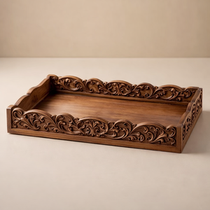 Plateau de table en bois massif et bambou sculpté à la main, à un seul niveau, pour hôtels et restaurants, cadeau promotionnel - Product Image 3