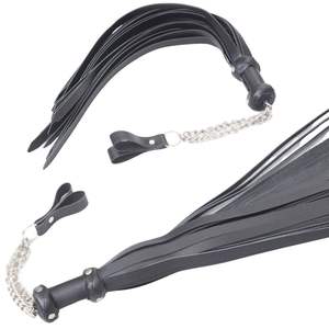 Flogger de Cuero Genuino con Mango Trenzado y Cuerdas Extra Largas - Product Image 5