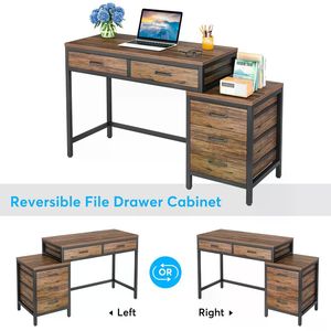 โต๊ะคอมพิวเตอร์แบบมีลิ้นชักแบบพลิกกลับได้พร้อมโต๊ะเขียนหนังสือ ทนทานและใช้งานได้จริง - Product Image 5