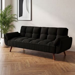 Divano Letto Convertibile da 75 Pollici con Braccioli Svasati, Reclinabile, in Pelle, Sezionale, Pieghevole, Senza Braccioli, Rivestimento in Pelle, Imbottitura in Schiuma per Soggiorno - Product Image 1