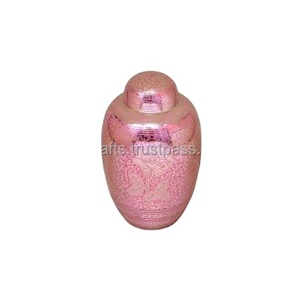 โกศใส่เถ้ากระดูกทองเหลืองแข็งลายเคลือบสีชมพูสำหรับตกแต่งบ้านสไตล์ยุโรป - Product Image 1