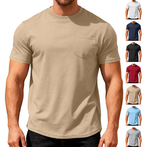 Camiseta de Verano para Hombre, Cuello Redondo, Tejido Waffle 100% Poliéster, Holgada, Informal, Transpirable, Lisa, 200g, Anti-Pilling, Anti-Encogimiento, OEM - Product Image 2