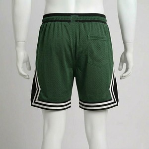 Shorts de basket-ball en maille vert forêt pour hommes, taille élastique avec cordon de serrage, respirant, pour l'entraînement athlétique, streetwear, vêtements de sport d'été - Product Image 2