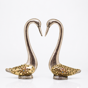 Handmade Silver Plated Swan Pair Showpiece Traditional Indian Handicraft Decorative Tabletop Loving <b>Birds</b> Living Room <b>Decor</b> - Product Image 1
