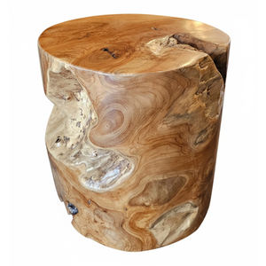 Mesa Auxiliar Redonda Escultural de Raíz de Teca Auténtica Exótica Vintage, Mueble Funcional y Estético, Mesita de Noche, Mesa Esquinera - Product Image 3