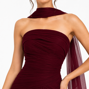 Elegante Vestido de Noche Amarillo sin Tirantes, Estilo Imperio, Línea A, para Mujer, de Lujo, con Volantes, Satinado, Maxi, para Fiestas de Verano, Graduaciones, Bodas, con Lazo - Product Image 2