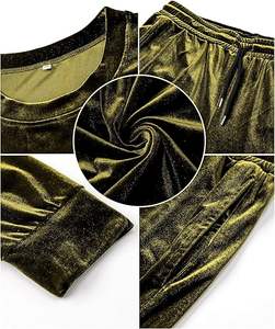 Ensemble décontracté 2 pièces pour homme en velours, pull à manches longues et col rond, pantalon de survêtement en velours à taille élastique - Product Image 6