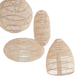 Couverture d'abat-jour suspendue en rotin de bambou naturel tissé à la main, décor d'éclairage, bon marché, vente en gros - Product Image 1