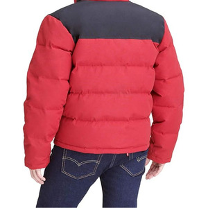 Manufacturer Custom Winter Loose Bubble <b>Men</b> Puffer <b>Jackets</b> Canvas Comfortable 100% Nylon Patchwork Stand Collar - Product Image 3