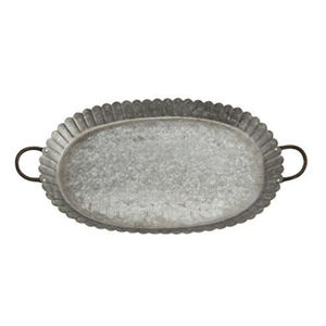 Ensemble de plateaux ovales en métal galvanisé avec poignées en corde, décoratifs, style vintage, pour la décoration de la maison et l'utilisation en cuisine - Product Image 5