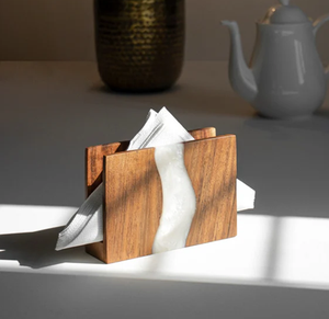 Porta Servilletas de Madera de Acacia y Resina, Color Personalizado, para Decoración de Mesa, Organizador de Cena para Interiores y Exteriores - Product Image 2