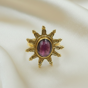 Natural Red <b>Garnet</b> 925 Sterling <b>Silver</b> Sunburst <b>Ring</b> Handmade Boho Statement Gemstone Jewelry Gift For Women Christmas gift her - Product Image 4