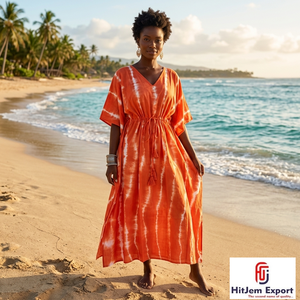 Printed <b>Kaftan</b> Dress for Women Loose Comfortable <b>Beach</b> Wear Stylish Lightweight Fabric Bulk Order Manufacturer - Product Image 3