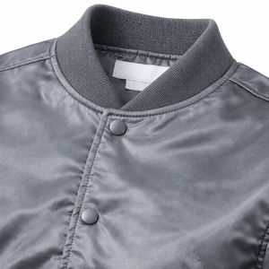 High Quality Triveers <b>Men's</b> Grey Satin Bomber <b>Jacket</b> Regular Fit Stand Collar Zipper Pocket Casual Wear With Buttons <b>Jacket</b> - Product Image 4