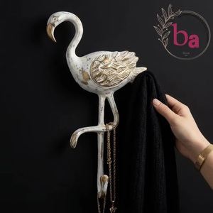 Beads Art Flamingo Wall Hook Zinc Alloy <b>Rustic</b> Design Multi-Function Durable Eco-Friendly Easy Installation Entry Decor - Product Image 1
