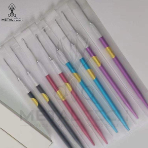 Multicolor Metal Handle Hair Extension Loop <b>Threader</b> Latch Hook Pulling <b>Needle</b> Tool Set For Micro Ring Salon Accessories - Product Image 4