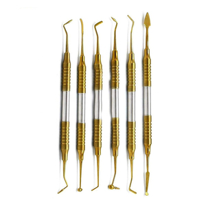 Juego de 6 Instrumentos Dentales de Doble Punta para Rellenos de Composite, Recubiertos de Titanio Dorado, Herramientas Manuales para Restauraciones - Product Image 3