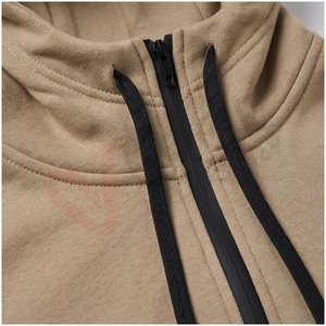 Conjunto Deportivo Color Caqui para Hombre, Manga Larga, Capucha con Cierre, Color Sólido, Transpirable, Corte Regular, Ropa Casual de Otoño - Product Image 4