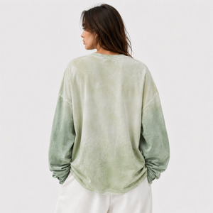 T-shirt ample vintage délavé pour femme, coupe oversize à épaules tombantes, col rond en coton épais, style streetwear - Product Image 2