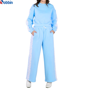 Women Pink <b>Tracksuit</b> Set Casual Full Sleeve Crew Neck Solid Color Loose Fit With Side Pockets Drawstring Pants Spring Wear - Product Image 4