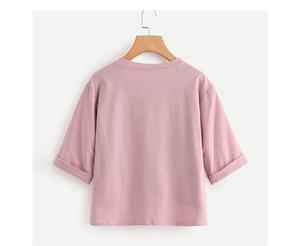 T-shirts courts unis pour femme, grammage lourd, effet délavé à l'acide, personnalisables avec logo, vente en gros à prix abordable - Product Image 4