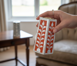 Supports de bougies arabes en nacre incrustée – Porte-bougies hexagonaux en mosaïque de nacre avec bordure en laiton doré, décoration de luxe pour la maison, vente en gros - Product Image 3