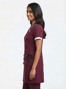 Blouse médicale à manches courtes pour infirmières, col montant, robe de travail médicale une pièce pour médecins et infirmières - Product Image 4