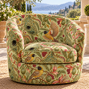 Tissu d'ameublement tissé léger et respirant à motif personnalisé Green Bird, 58/60 pouces, imprimé PRANIKA, en stock - Product Image 1
