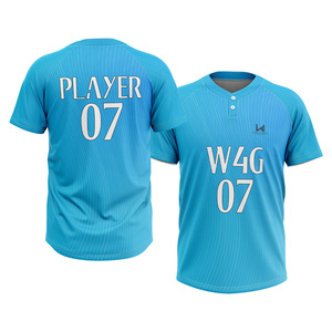 Men's Custom 2 <b>Button</b> Baseball Jersey <b>Half</b> Sleeve Sublimated Team Uniform <b>Shirt</b> Wholesale Sportswear OEM Factory - Product Image 1